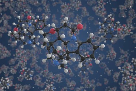Molecule Of Strychnine Ball And Stick Molecular Model Scientific 3d