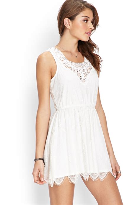 Lyst Forever 21 Floral Lace Fit And Flare Dress In White