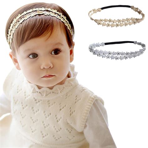 Infant Girl Hair Accessories Rhinestone Headbands With Flowers Kids