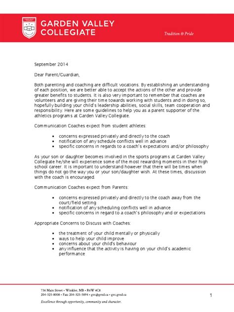 Volleyball Parent Letter 2014 Pdf Parenting Relationships