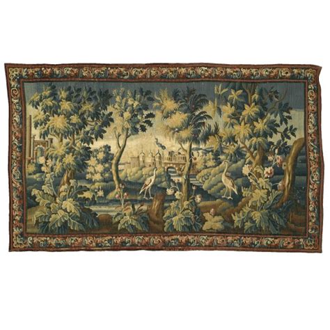 578 A French Exotic Verdure Landscape Tapestry Felletin Circa 1700