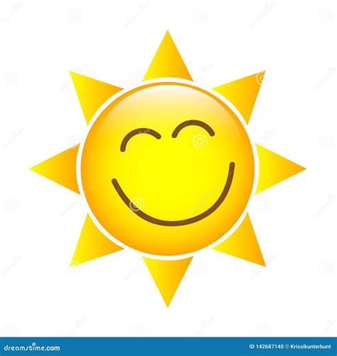 Happy Yellow Sun Face Icon Isolated On A White Background Stock Vector