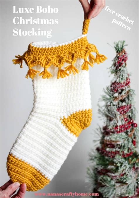 Luxe Boho Christmas Stocking Free Crochet Pattern Nanas Crafty Home
