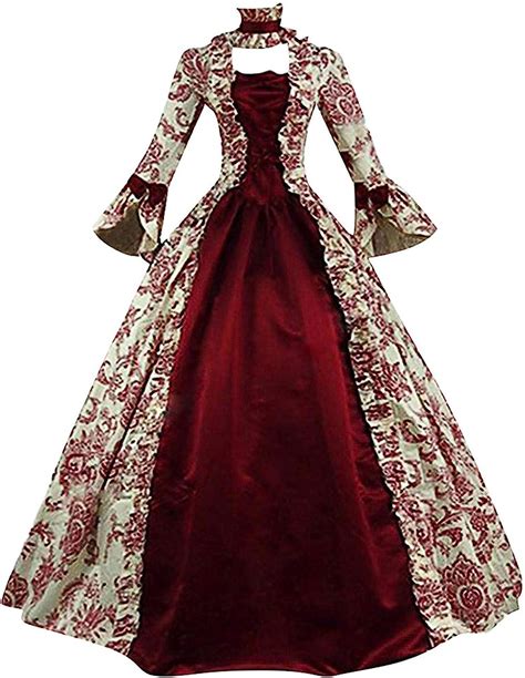 Red Victorian Dress Ball Gown For Women Vintage Medieval Dress Plus