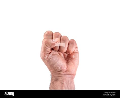 Caucasian Man Closed Left Fist Raised Up Stock Photo Alamy