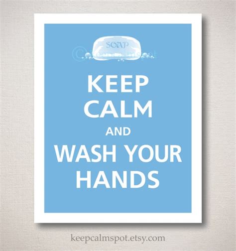 Keep Calm And Wash Your Hands Bathroom Typography Art Print