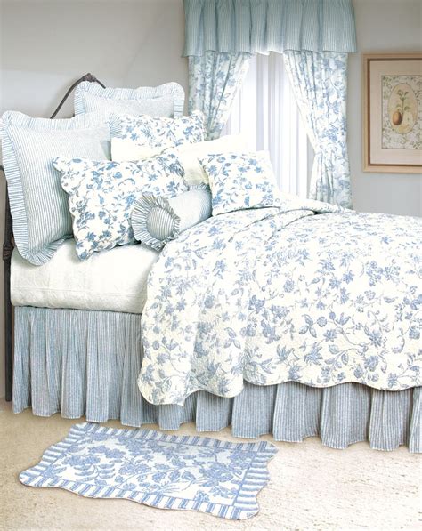 Available in rich and earthy tones, the toile bedding sets of a fine balance to any bedroom decor. Brighton Blue Toile Bedding by C and F | AJ Moss | Blue ...
