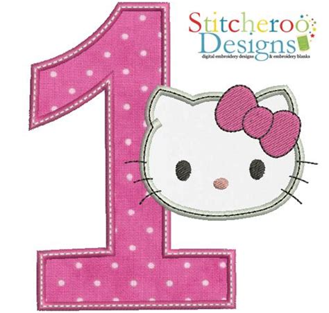 Hello Kitty Numbers Hello Kitty 1 Applique Embroidery Design