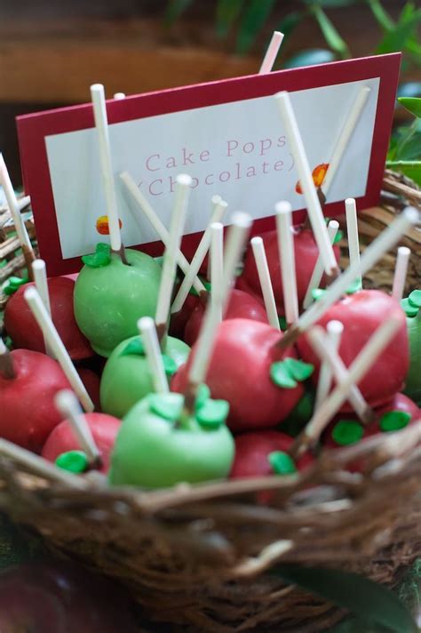 Apple Orchard Birthday Party Karas Party Ideas Apple Cake Pops