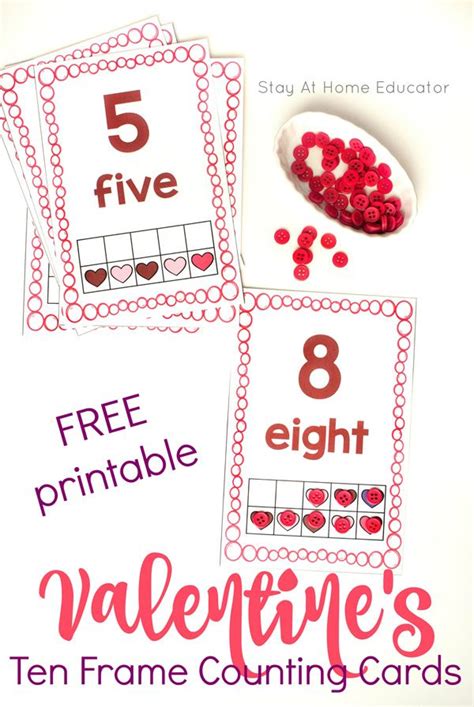 Free Valentines Day Ten Frame Math Counting Cards Teach Ten Frame
