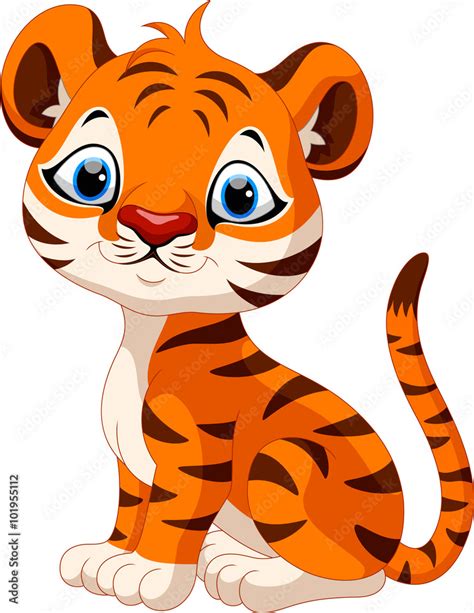 Cute Baby Tiger Cartoon Sitting Stock Vector Adobe Stock