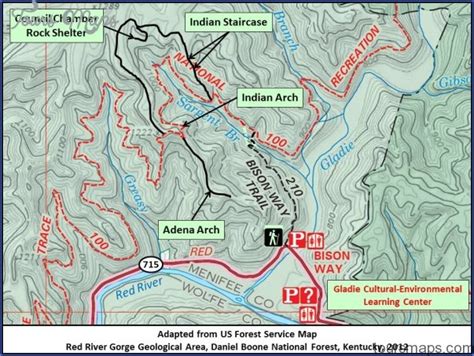 Red River Gorge Hiking Trail Map Toursmaps Com