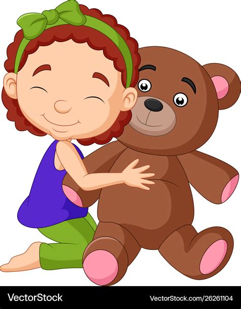 Little Girl Holding Bear Stuff Kids Clip Art Funny Cl