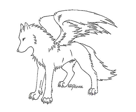 Winged Wolf Lineart By Ms Paint Friendly On Deviantart