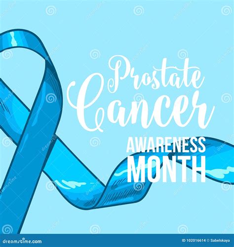 Prostate Cancer Awareness Month Banner Poster Template With Blue Ribbon Stock Vector