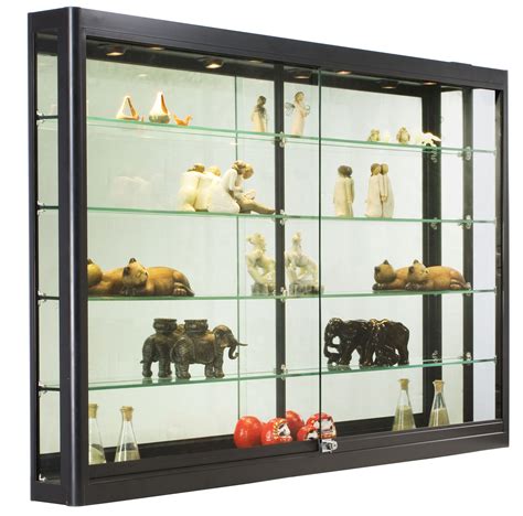 5ft Wall Mounted Display Case W4 Top Halogen Lights And Mirror Back