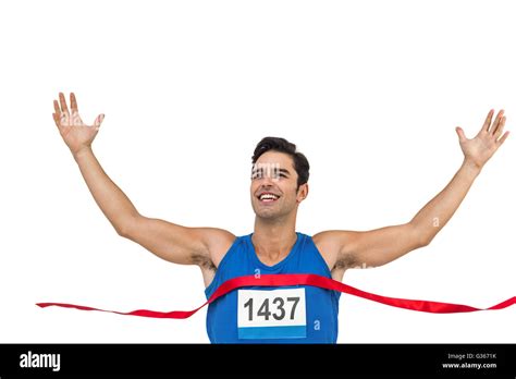 Male Athlete Crossing Finish Line Hi Res Stock Photography And Images