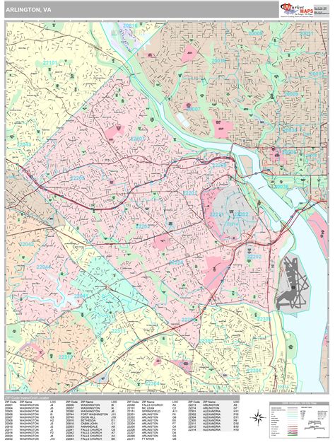 Arlington Virginia Wall Map Premium Style By Marketmaps