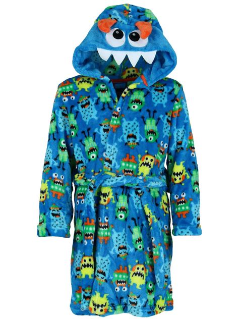 Boys Only Boys Hooded Fleece Robe With 3d Accents