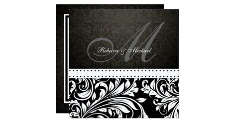 Elegant Black And White Damask Monogram Card Zazzle