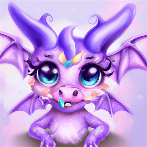 Cute Baby Dragon Lilac Dragon With Scales · Creative Fabrica