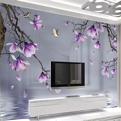 Custom Mural Wallpaper Modern 3d Stereo Tulip Butterfly Flowers Wall