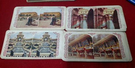 Vintage Polychrome Stereo View 96 Card Lot Viewer Antique Landmarks