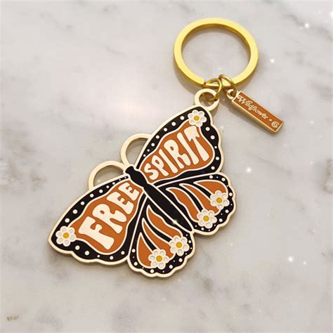 Free Spirit Butterfly Enamel Keychain Wildflower Co