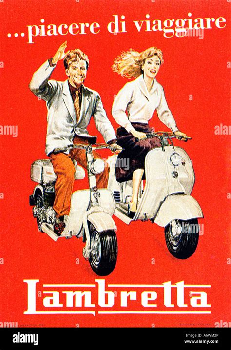 lambretta poster 1950s advert for the favourite scooter of italian youth piacere di viaggiari
