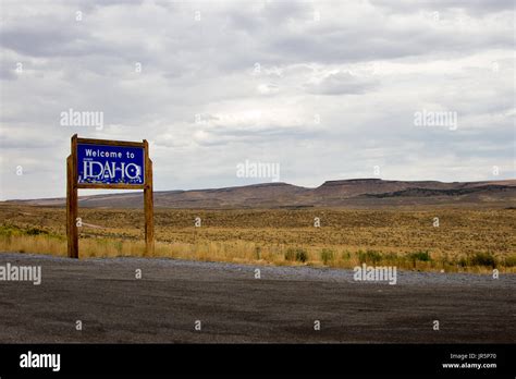 Rural Idaho Highway Welcome Sign Stock Photo Alamy