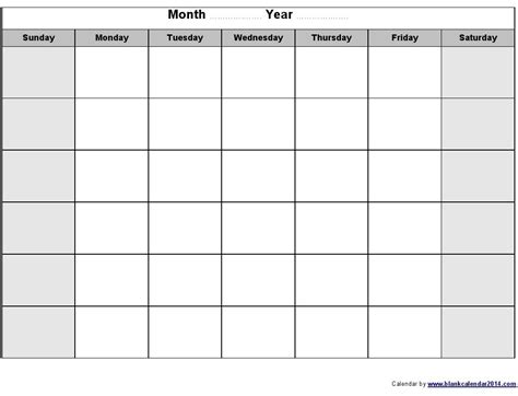 Blank Month Calendar Printable Best Calendar Example