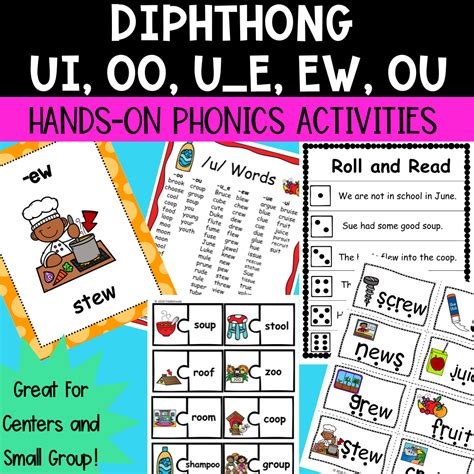 Diphthong Vowel Teams Ui Oo Ue Ue Ew Ou Centers And Small Group