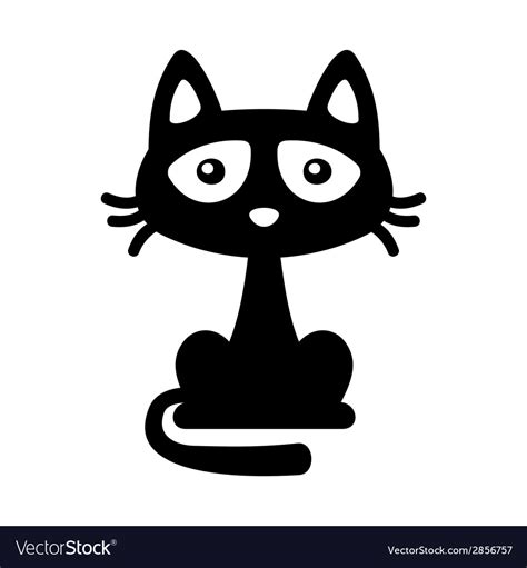 Little Black Cat Icon Cartoon Style Halloween Vector Image