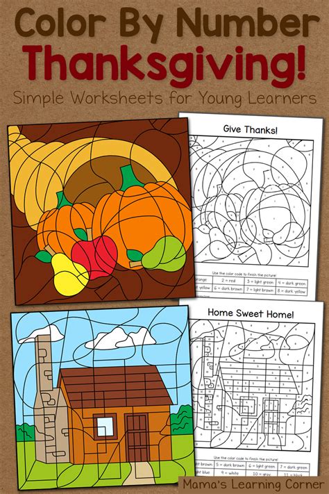 There are a few difficulty levels with up to multiple numbers per color on the harder pages. Thanksgiving Color By Number Worksheets - Mamas Learning ...
