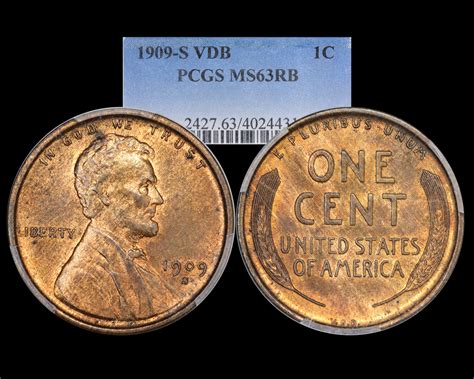 1909 S Vdb 1c Lincoln Wheat Cent Pcgs Ms63rb The Penny Lady®
