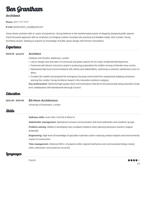 Architecture Cv Examples And Template For 2021