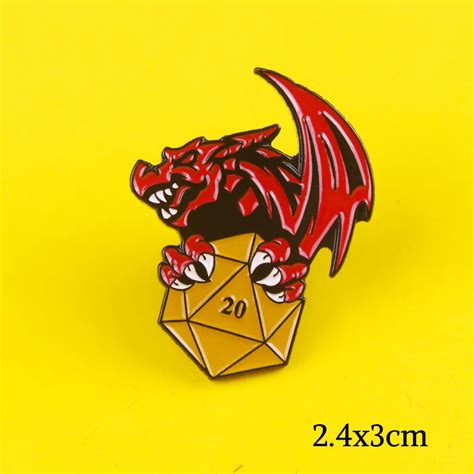 Enamel Pin Dungeons And Dragon D20 Dnd 20 Sided Dice Game Brooches And