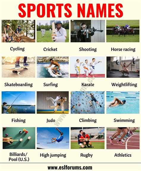 List Of Sports 35 Useful Names Of Sports And Games In English List