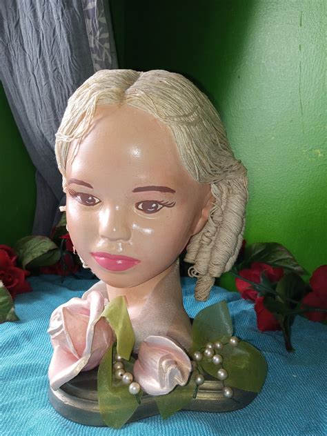 Chalkware Lady Head Bust Vintage Byron Molds Lady Head Bust Etsy