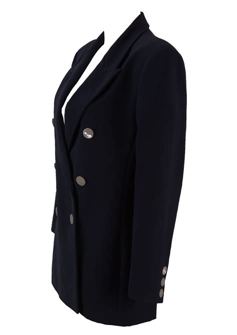 Genny Double Breasted Navy Blazer With White Button Detail
