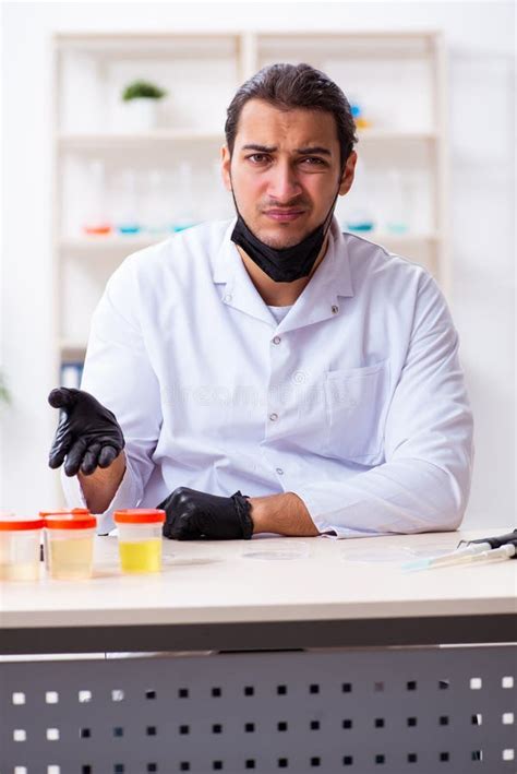 Young Male Chemist Working In The Lab Stock Image Image Of