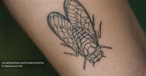 Fine Line Cicada Tattoo On The Inner Arm