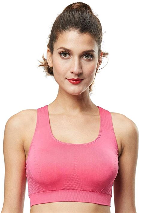 Womens Racerback Sport Bras Activewear Seamless Double Layer Red