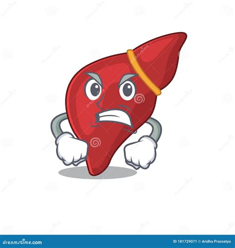 Mascot Design Concept Of Healthy Human Liver With Angry Face Stock