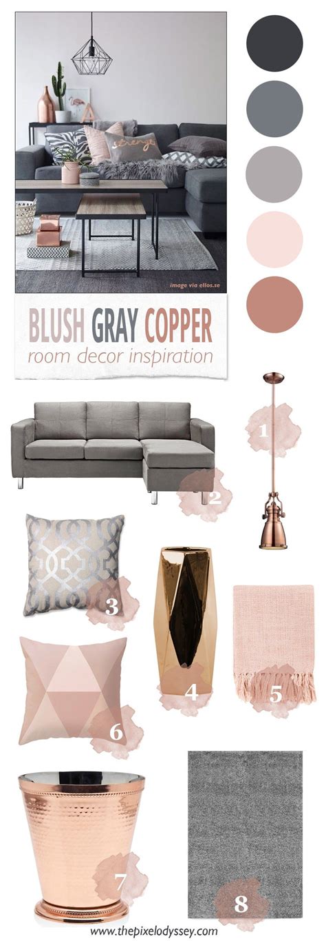 Blush Gray Copper Room Decor Inspiration Room Decor