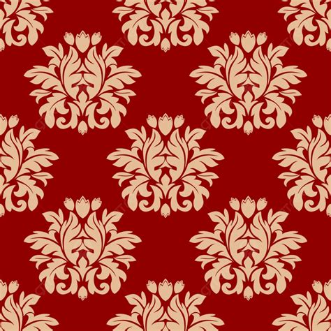 Vintage Seamless Red Damask Style Arabesque Pattern With A Large Repeat