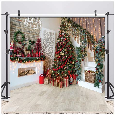 Buy Aiikes 10x10ft Merry Christmas Backdrop Indoor Stairs Holly
