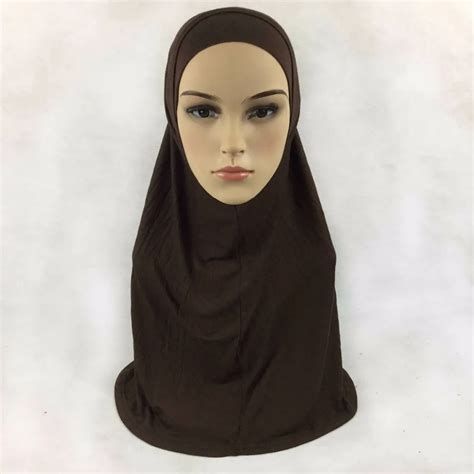 free shipping cheap price high quality jersey material hijab two pieces coffee color muslim