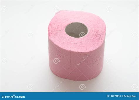 Roll Of Pink Toilet Paper Isolated On White Background Stock Image