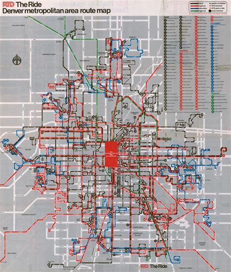 New rider guides and maps will be printed and distributed throughout the community soon. Transit Maps: Historical Map: Denver RTD Bus Network, 1977